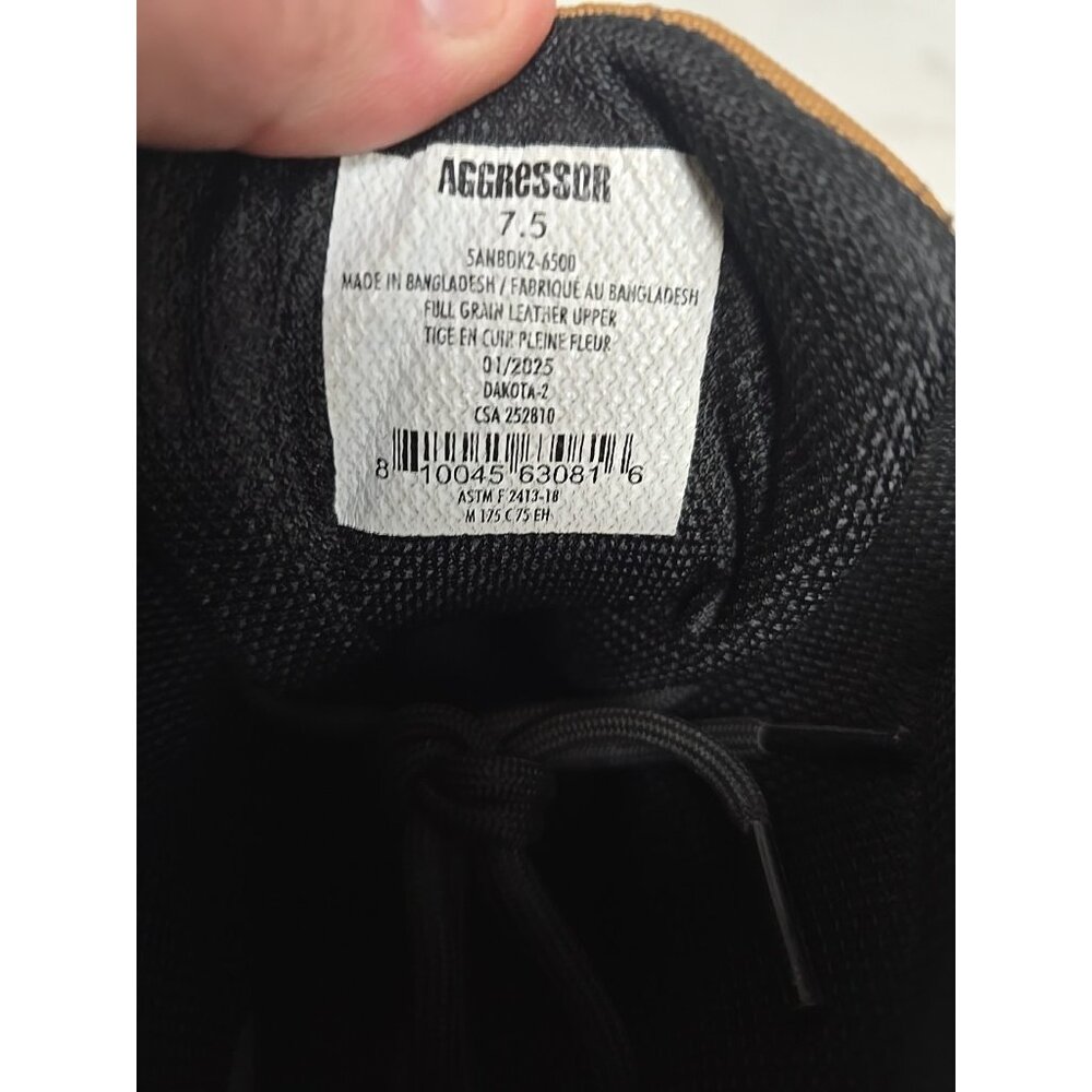 Aggressor Mens 6" Lynx II Steel Toe Steel Plate Work Boots 6500 Wheat Size 7.5M - Picture 4 of 8